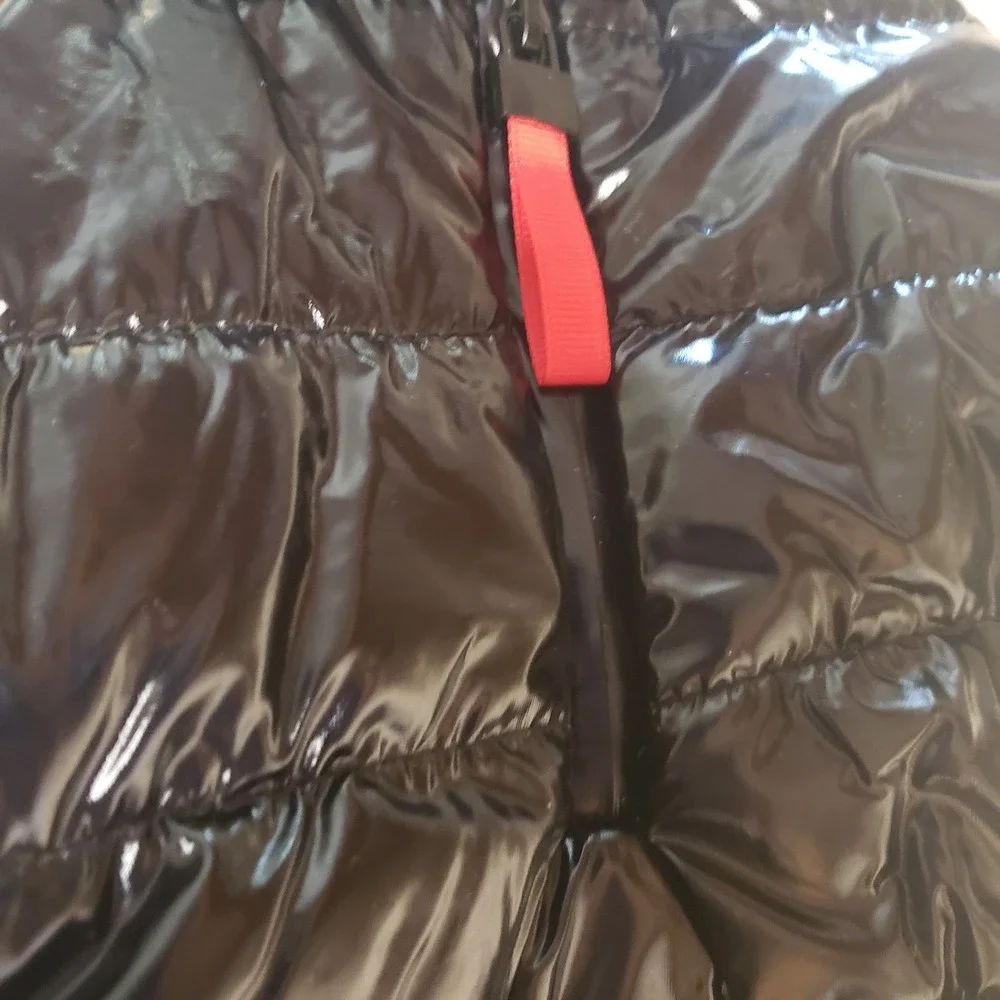 Maxbone Dog Black Lu Ski Suit Size Medium Puffer Glossy Black Removed Hood Snap‎